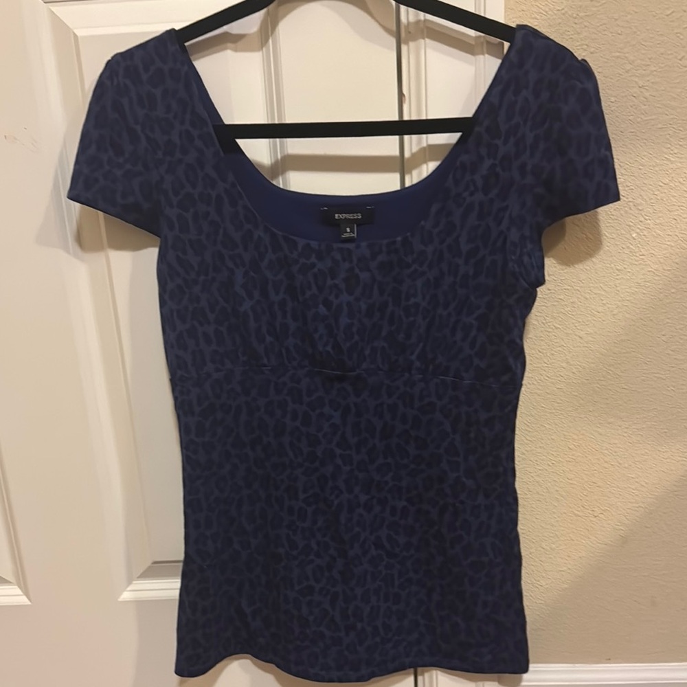Express Women's Blue Leopard Print Top